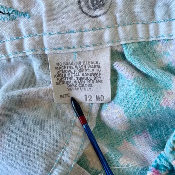 OSHK0SH Bgosh Vintage Floral Overalls Girls 12 Mos Blue Cord Corduroy Overall - Picture 9 of 12